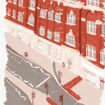 the Headrow, Leeds, digital sketch by Simon Lewis