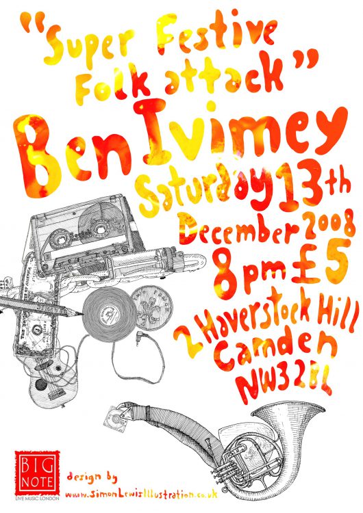 Music Flyer Design, illustration by Simon Lewis