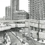 the Barbican, London, drawing by Simon Lewis