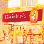 Chicken Shop, drypoint etching by Simon Lewis