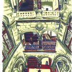 Library Stairway, Leeds screenprint by Simon Lewis